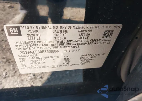 2015 Cadillac Srx Luxury Collection из США, поврежденный, VIN 3GYFNEE30FS560866